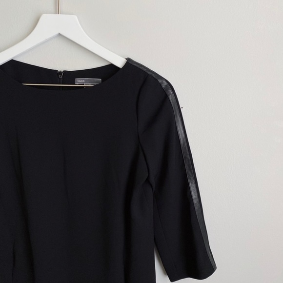 Vince Leather Strapping Long Sleeves Shift Dress - Picture 2 of 7